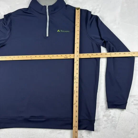 Peter Millar Perth Performance 1/4 Zip Pullover Navy Mens XL Golf Stretch Logo - Picture 7 of 11